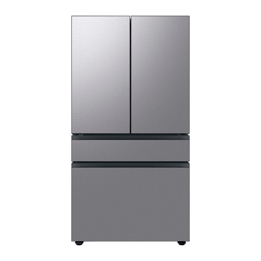 Refrigerator front view on white background