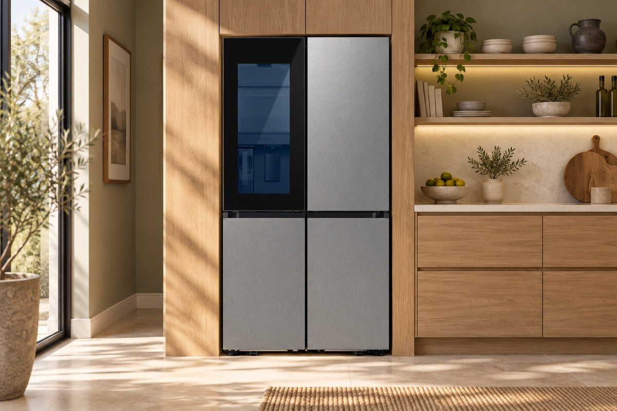 In-stock Samsung refrigerator in a kitchen