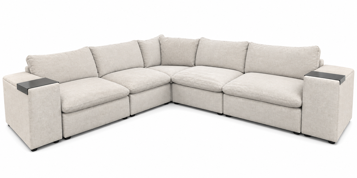 Como 5 Piece L + Two Consoles