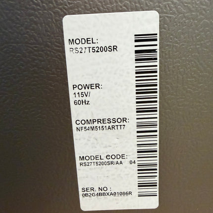 Samsung RS27T5200SR Side-by-Side Refrigerator - New Open Box