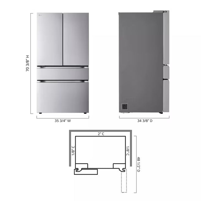 LG REFRIGERATOR LF30S8210S Smart Standard-Depth MAX™ 4-Door French Door