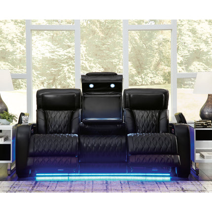 Obsidian Dual Power Leather Reclining Sofa