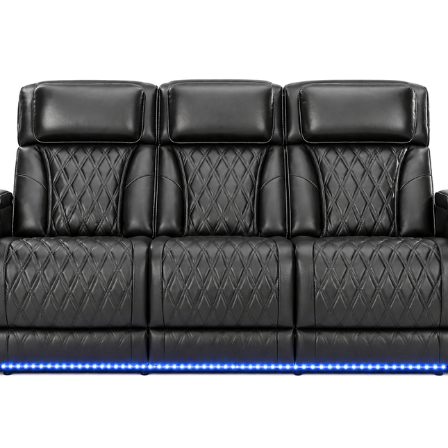 Sofá reclinable de cuero Obsidian Dual Power