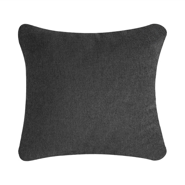 The My Cloud Slope Pillow showcases a dark gray, textured square design with slightly rounded corners and is filled with premium down and feather for a soft, plush lounging experience.