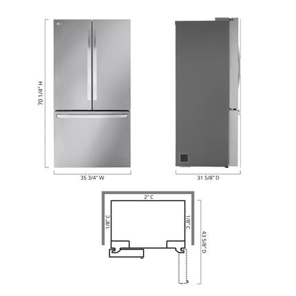 LG REFRIGERATOR LRFLC2706S Smart Counter-Depth MAX™ French Door Refrigerator