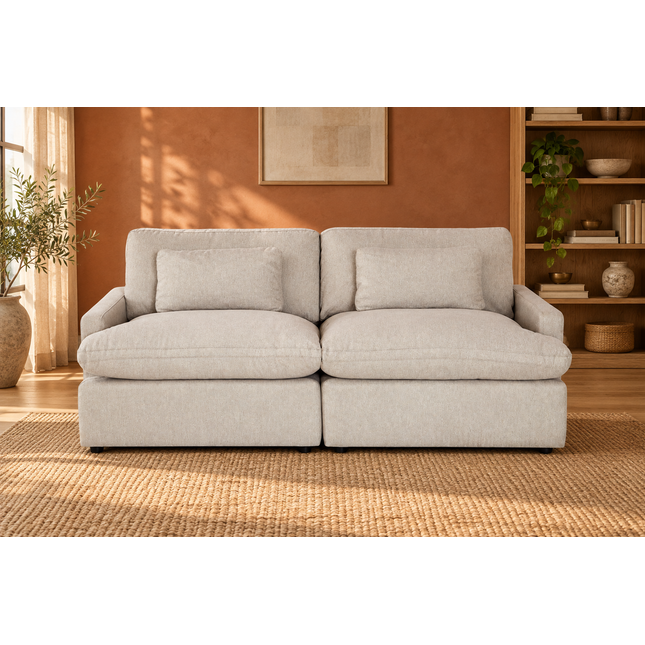 My Cloud 2 Piece in Greige — staged living room view
