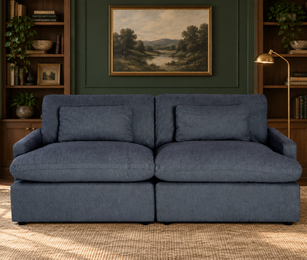 My Cloud 2 Piece in Slate Blue — staged living room view