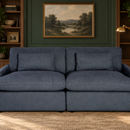 My Cloud 2 Piece in Slate Blue — staged living room view