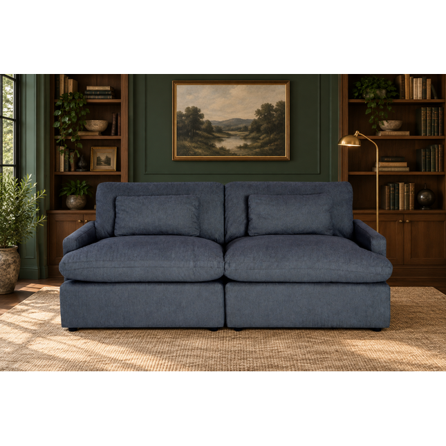 My Cloud 2 Piece in Slate Blue — staged living room view