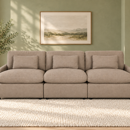 My Cloud 3 Piece Straight in Clay — staged living room view