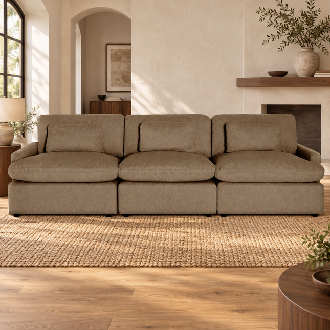 My Cloud 3 Piece Straight in Earth — staged living room