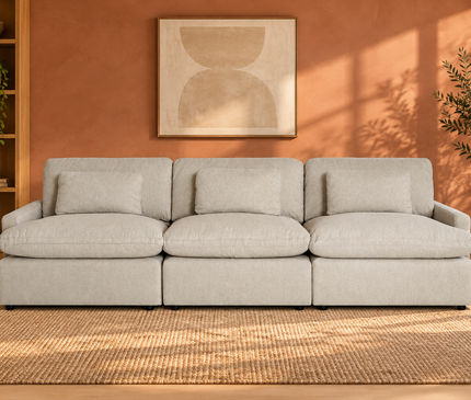 My Cloud 3 Piece Straight in Greige — staged living room view