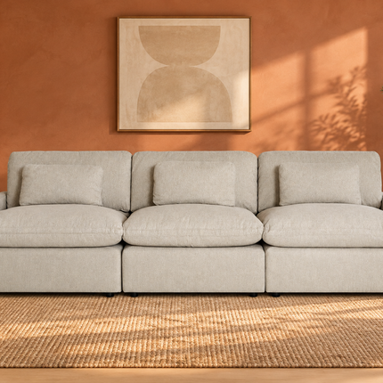 My Cloud 3 Piece Straight in Greige — staged living room view