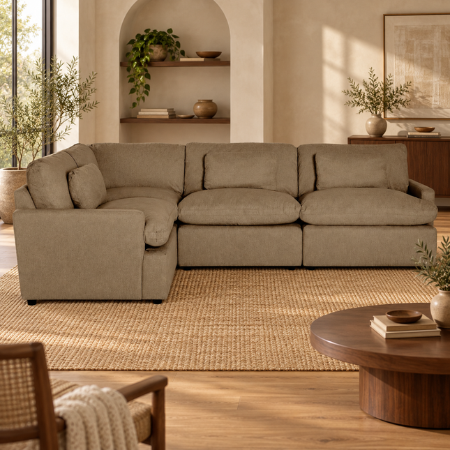 My Cloud 4 Piece Left L in Earth — staged living room