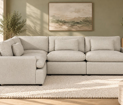 My Cloud 4 Piece Left L in Greige, shown in a living room