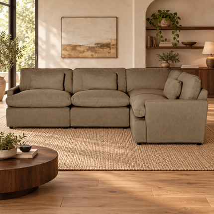 My Cloud 4 Piece Right L in Earth — staged living room