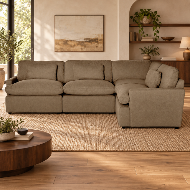 My Cloud 4 Piece Right L in Earth — staged living room