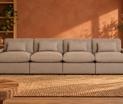 My Cloud 4 Piece Straight in Clay — staged living room view