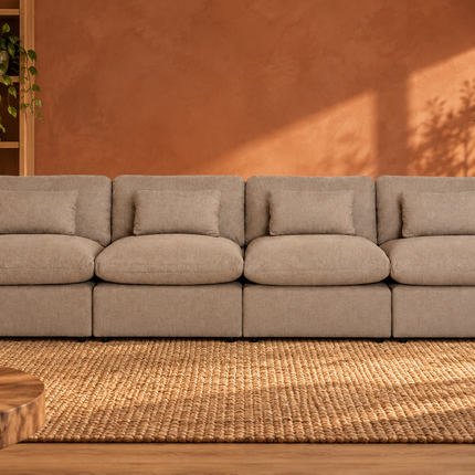 My Cloud 4 Piece Straight in Clay — staged living room view