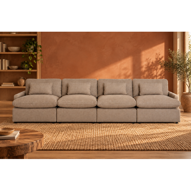 My Cloud 4 Piece Straight in Clay — staged living room view