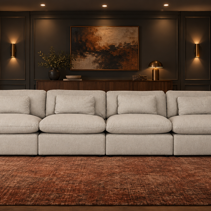 My Cloud 4 Piece Straight in Greige — staged living room view