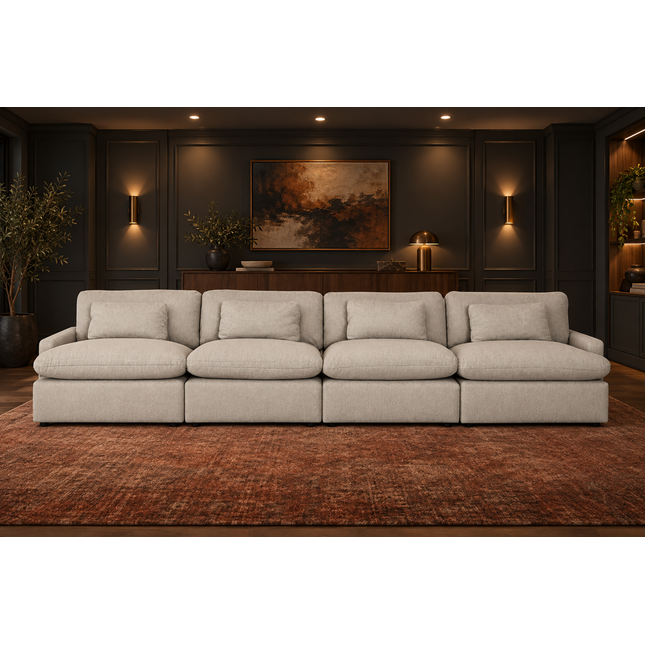 My Cloud 4 Piece Straight in Greige — staged living room view