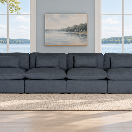 My Cloud 4 Piece Straight in Slate Blue — staged living room view