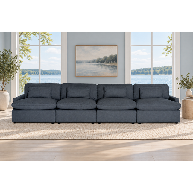 My Cloud 4 Piece Straight in Slate Blue — staged living room view