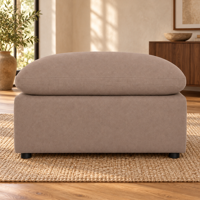 My Cloud 40" Ottoman in Clay — staged living room