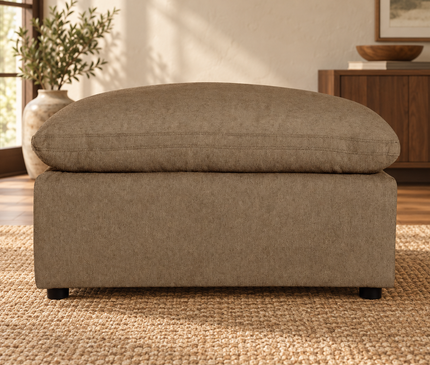 My Cloud 40" Ottoman in Earth — staged living room