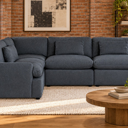 My Cloud 4 Piece Left L in Slate Blue, shown in a living room