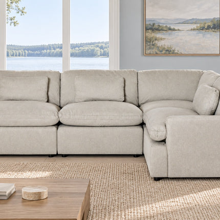 My Cloud 4 Piece Right L in Greige, shown in a living room