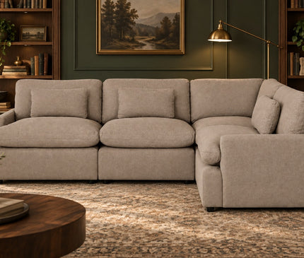 My Cloud 4 Piece Right L in Clay, shown in a living room
