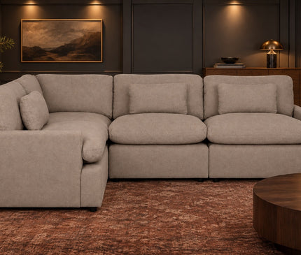My Cloud 4 Piece Left L in Clay, shown in a living room
