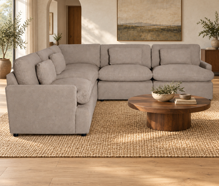 My Cloud 5 Piece L in Clay — staged living room