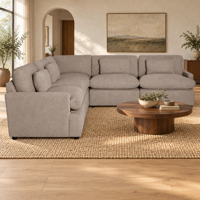 My Cloud 5 Piece L in Clay — staged living room