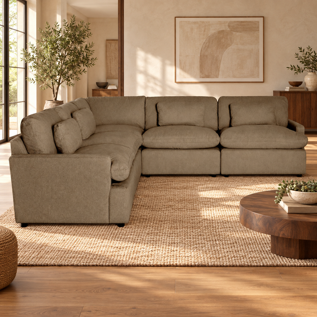 My Cloud 5 Piece L in Earth — staged living room