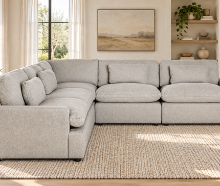 My Cloud 5 Piece L in Greige, shown in a living room