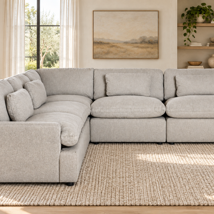 My Cloud 5 Piece L in Greige, shown in a living room