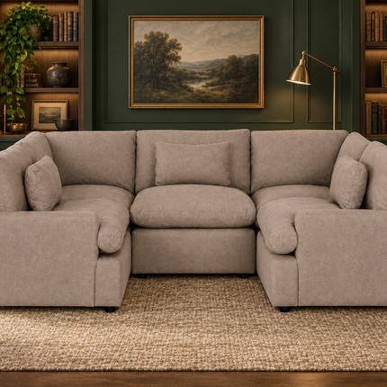 My Cloud 5 Piece Pit in Clay — staged living room view