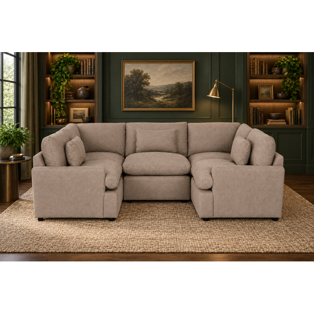 My Cloud 5 Piece Pit in Clay — staged living room view
