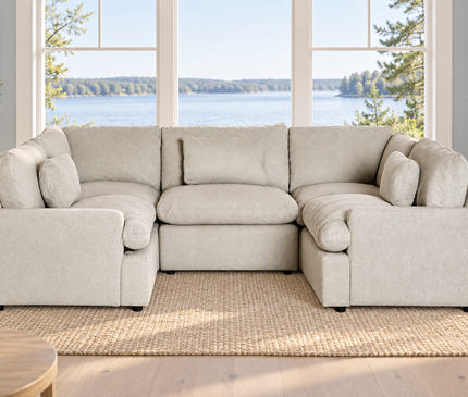 My Cloud 5 Piece Pit in Greige — staged living room view