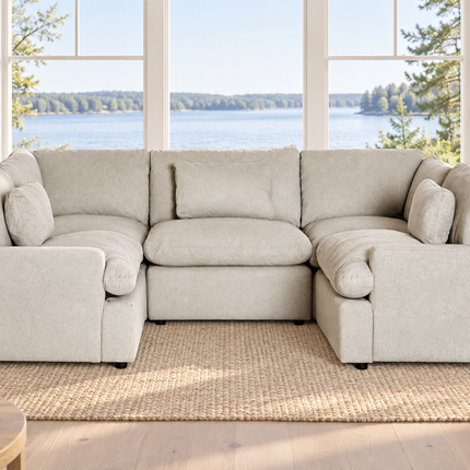 My Cloud 5 Piece Pit in Greige — staged living room view