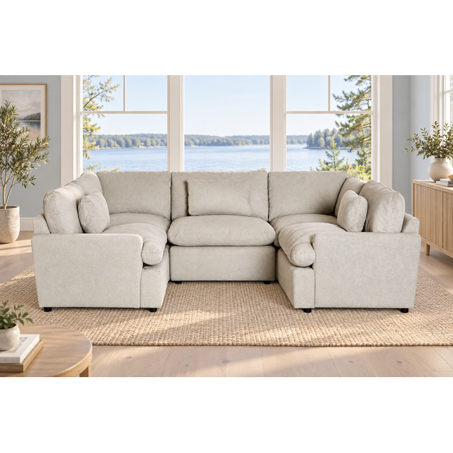 My Cloud 5 Piece Pit in Greige — staged living room view