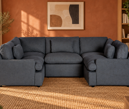 My Cloud 5 Piece Pit in Slate Blue — staged living room view