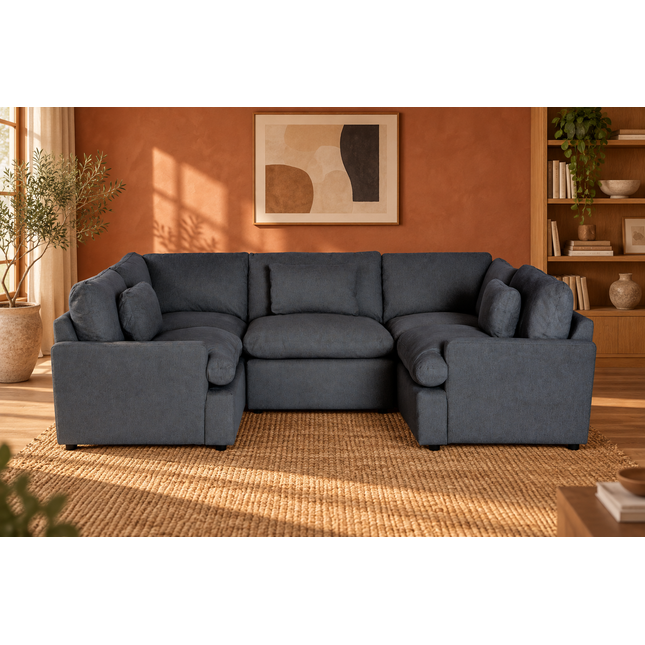 My Cloud 5 Piece Pit in Slate Blue — staged living room view