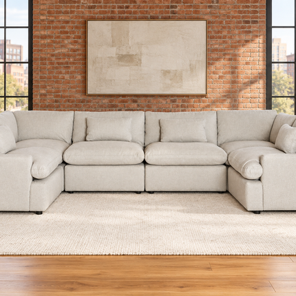 My Cloud 6 Piece Pit in Greige — staged living room view