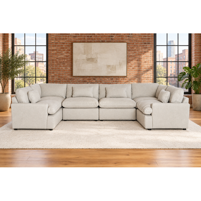 My Cloud 6 Piece Pit in Greige — staged living room view