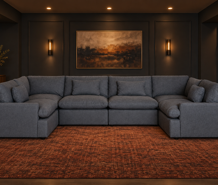 My Cloud 6 Piece Pit in Slate Blue — staged living room view