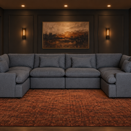 My Cloud 6 Piece Pit in Slate Blue — staged living room view